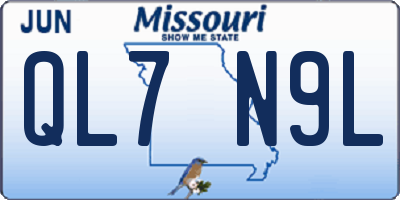 MO license plate QL7N9L