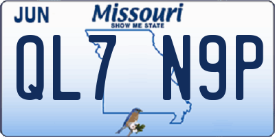 MO license plate QL7N9P