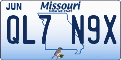 MO license plate QL7N9X