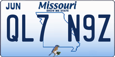 MO license plate QL7N9Z