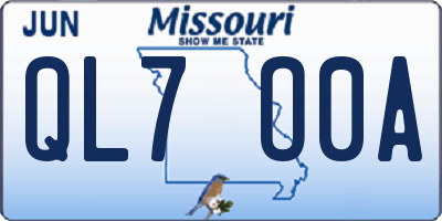 MO license plate QL7O0A