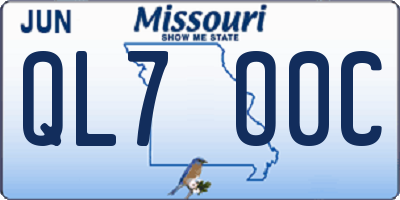 MO license plate QL7O0C