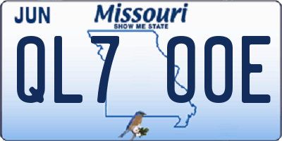MO license plate QL7O0E