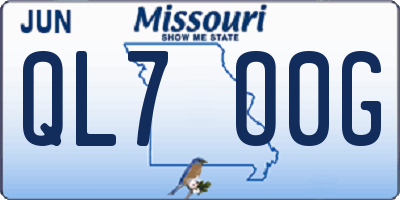 MO license plate QL7O0G
