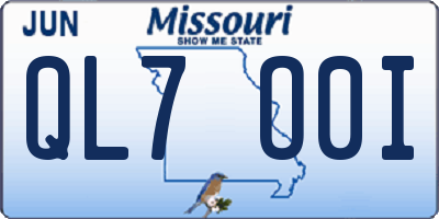 MO license plate QL7O0I