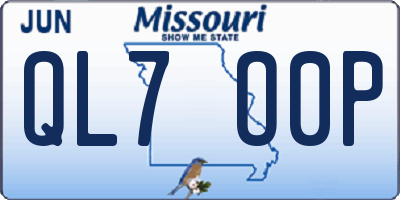 MO license plate QL7O0P