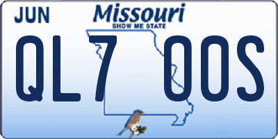 MO license plate QL7O0S