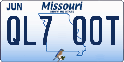 MO license plate QL7O0T