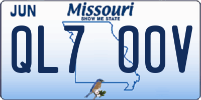 MO license plate QL7O0V