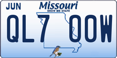 MO license plate QL7O0W