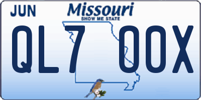 MO license plate QL7O0X