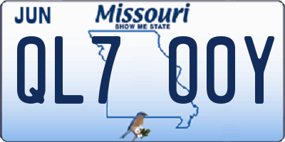 MO license plate QL7O0Y