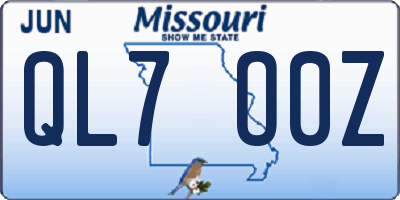 MO license plate QL7O0Z