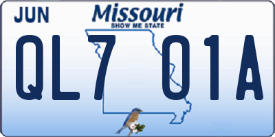 MO license plate QL7O1A
