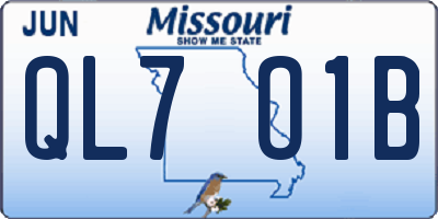 MO license plate QL7O1B