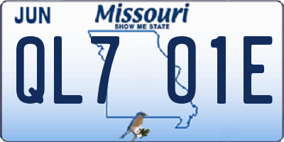 MO license plate QL7O1E