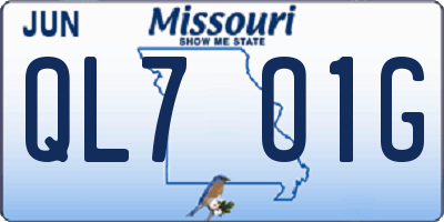 MO license plate QL7O1G