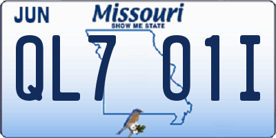 MO license plate QL7O1I