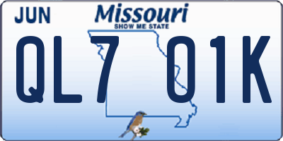MO license plate QL7O1K