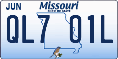 MO license plate QL7O1L
