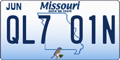 MO license plate QL7O1N