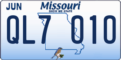 MO license plate QL7O1O