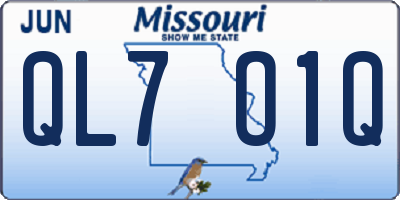 MO license plate QL7O1Q
