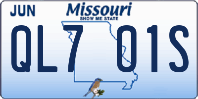 MO license plate QL7O1S