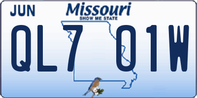 MO license plate QL7O1W
