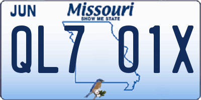 MO license plate QL7O1X