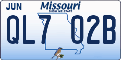 MO license plate QL7O2B