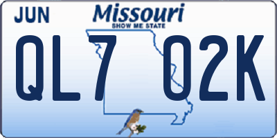 MO license plate QL7O2K