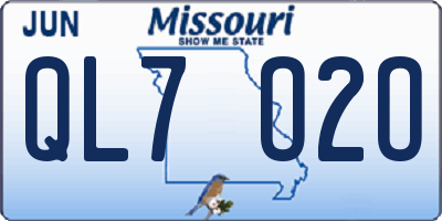MO license plate QL7O2O