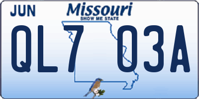 MO license plate QL7O3A
