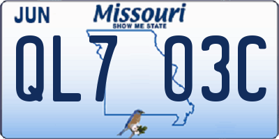 MO license plate QL7O3C
