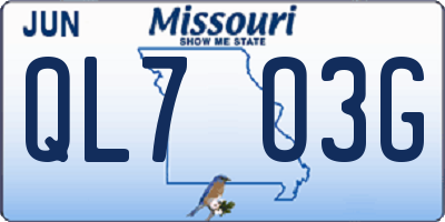 MO license plate QL7O3G