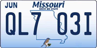 MO license plate QL7O3I