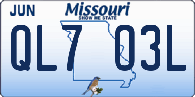 MO license plate QL7O3L