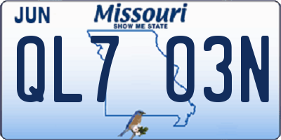 MO license plate QL7O3N