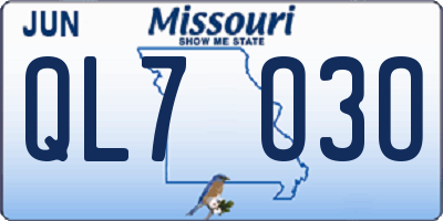 MO license plate QL7O3O