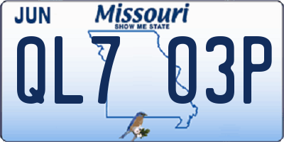MO license plate QL7O3P
