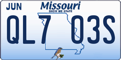 MO license plate QL7O3S