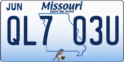 MO license plate QL7O3U