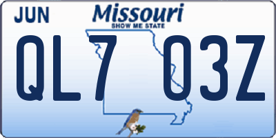 MO license plate QL7O3Z