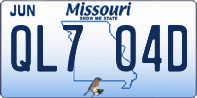 MO license plate QL7O4D