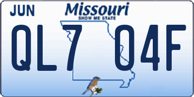 MO license plate QL7O4F