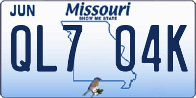 MO license plate QL7O4K