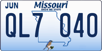 MO license plate QL7O4O
