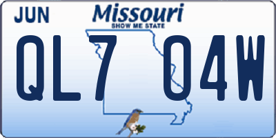MO license plate QL7O4W