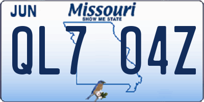 MO license plate QL7O4Z